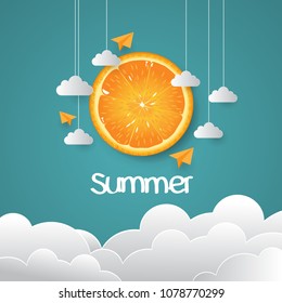 Happy Summer with paper cut style EPS10