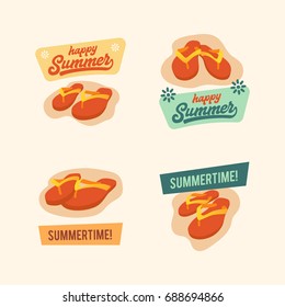 Happy Summer Poster, Flip Flop Vector Illustration