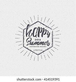 Happy summer - poster, stamp, badge, insignia, postcard, sticker, can be used for design