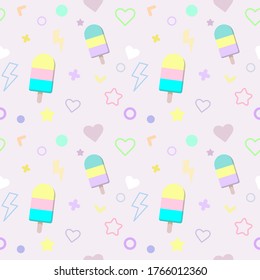 Happy Summer repeat pattern design, pastel colors