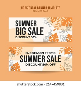 Happy Summer Sale Web Banner for Social Media Horizontal Poster, banner, space area and background