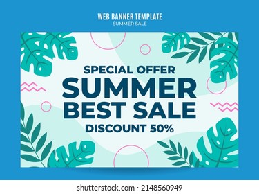 Happy Summer Sale Web Banner for Social Media Poster, banner, space area and background