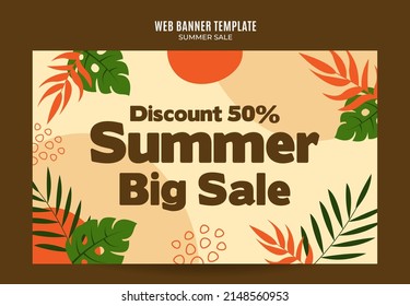 Happy Summer Sale Web Banner for Social Media Poster, banner, space area and background