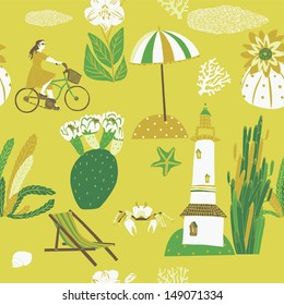 Happy Summer Seamless Pattern