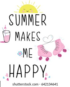 happy summer slogan illustration vector for print