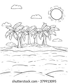 Happy Summer in Small Island With Coconut Tree