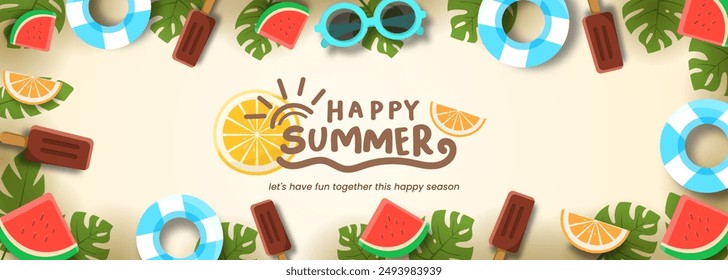 Happy Summer is suitable for greeting cards, with attractive summer design elements. EPS 10 vector illustration