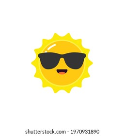 Happy summer sun with glasses cartoon vector on a white background