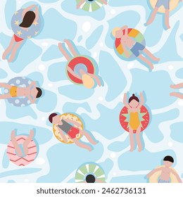 Happy Summer Swimming Seamless Pattern Backgroung