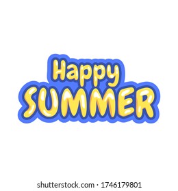 Happy summer text effect with yellow and blue color