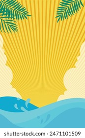 Fondo de verano feliz. Vector de concepto de póster plano de vacaciones de verano