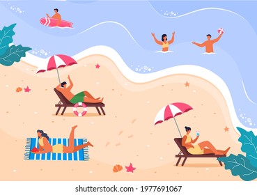 Happy Summer Time in Beach Seaside Vector Illustration for Background, Wallpaper or Banners