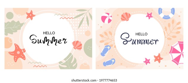 Happy Summer Time in Beach Seaside Vector Illustration for Background, Wallpaper or Banners