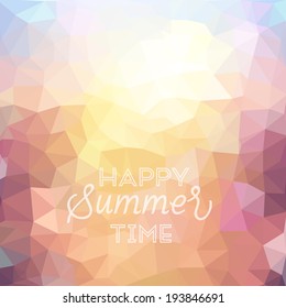 Happy summer time. Poster on tropical beach background. Vector eps10.