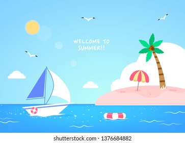 Happy summer travel illustration