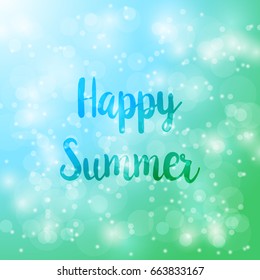 Happy Summer. Vector abstract bokeh blur background. Festive defocused lights. design illustraton graphic for summer party and holiday vacation