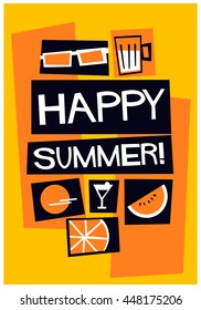 Happy Summer! (Vector Illustration in Flat Style Poster Design)
