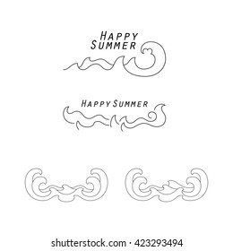 Happy Summer vector illustration, Happy summer icon design, Waves of sea or ocean waves, sea waves linear design