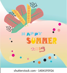Happy Summer vector on bright colorful background.