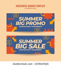 Happy Summer Vibes Web Banner for Social Media Horizontal Poster, banner, space area and background
