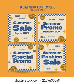 Happy Summer Vibes Web Banner for Social Media Square Poster, banner, space area and background