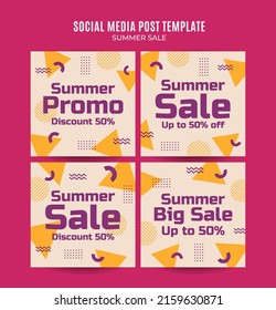 Happy Summer Vibes Web Banner for Social Media Square Poster, banner, space area and background