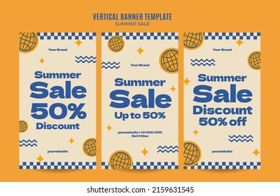Happy Summer Vibes Web Banner for Social Media Vertical Poster, banner, space area and background
