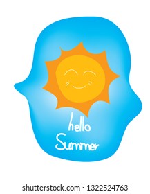 Happy summer.Summer sun with big sign.vector illustration, background.