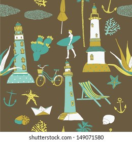 Happy Summertime Seamless Pattern