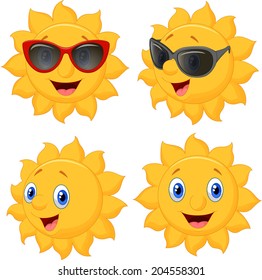 Happy sun cartoon character