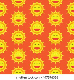 Happy Sun Cartoon Seamless Pattern Vector Illustration