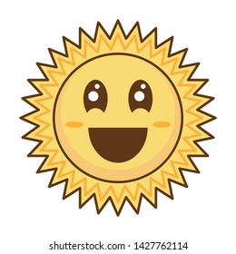 Happy Sun Cartoon Smiling Face Character Vector Illustration