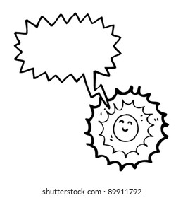 caricatura de sol feliz con burbuja de habla