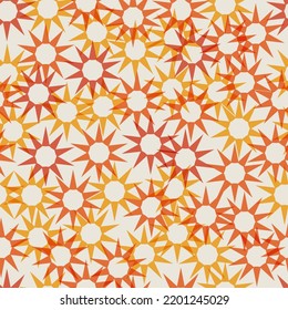 Happy Sun Christmas Stars - yellow red orange