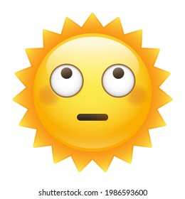 Happy Sun Emoji. Summer Vacations Icon Symbol. Illustration Face Vector Design Art.