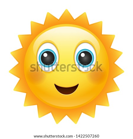 Happy Sun Emoji. Summer Vacations. Illustration Face Vector Design Art.