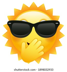 Happy Sun Emoji Sunglasses. Summer Vacations. Illustration Face Vector Design Art.