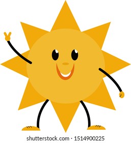 happy sun flat icon isolated on white