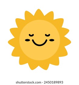 Happy Sun-Symbol. Süß lächelnder Sommer Sonnenschein. Vektorillustration