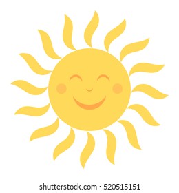 Happy sun icon with smile illustration