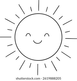 A Happy sun illustration with rays radiating joy and warmth