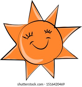 Happy sun, illustration, vector on white background.