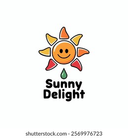 Happy sun logo with colorful rays, perfect for kids branding, Kindergarten, Children's Workshop