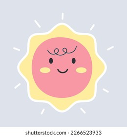 Feliz sol. concepto mínimo, vacaciones de verano. estilo garabato. vector e ilustración. 