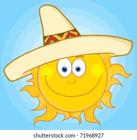 Happy Sun With Sombrero Hat