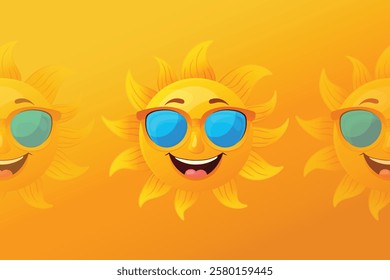 Happy sun in sunglasses flat vector illustration