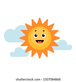 happy sun vector illustration with cloud