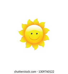 Happy Sun Vector On White Background