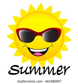 happy sun wearing sunglasses clipart isolated on white 