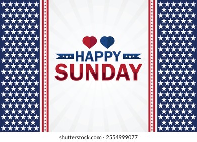 Happy Sunday card with USA flag and heart vector illustration design. Happy Sunday Amazing Text with Wallpaper illustration Design